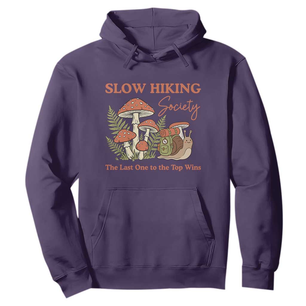 Slow Hiking Society The Last One to The Top Wins Hoodie Funny Snail Mountaineering TS11 Purple Print Your Wear