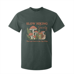 Slow Hiking Society The Last One to The Top Wins T Shirt For Kid Funny Snail Mountaineering TS11 Dark Forest Green Print Your Wear