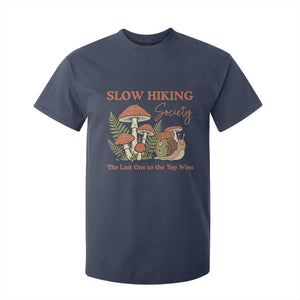 Slow Hiking Society The Last One to The Top Wins T Shirt For Kid Funny Snail Mountaineering TS11 Navy Print Your Wear