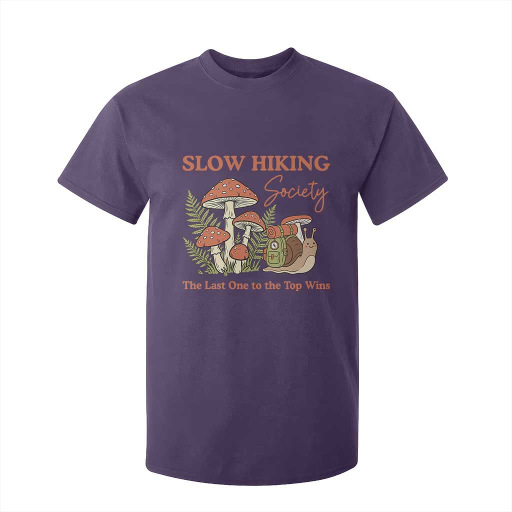 Slow Hiking Society The Last One to The Top Wins T Shirt For Kid Funny Snail Mountaineering TS11 Purple Print Your Wear