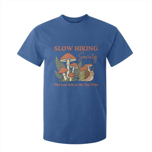 Slow Hiking Society The Last One to The Top Wins T Shirt For Kid Funny Snail Mountaineering TS11 Royal Blue Print Your Wear
