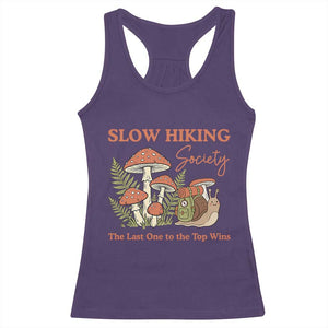 Slow Hiking Society The Last One to The Top Wins Racerback Tank Top Funny Snail Mountaineering TS11 Purple Print Your Wear