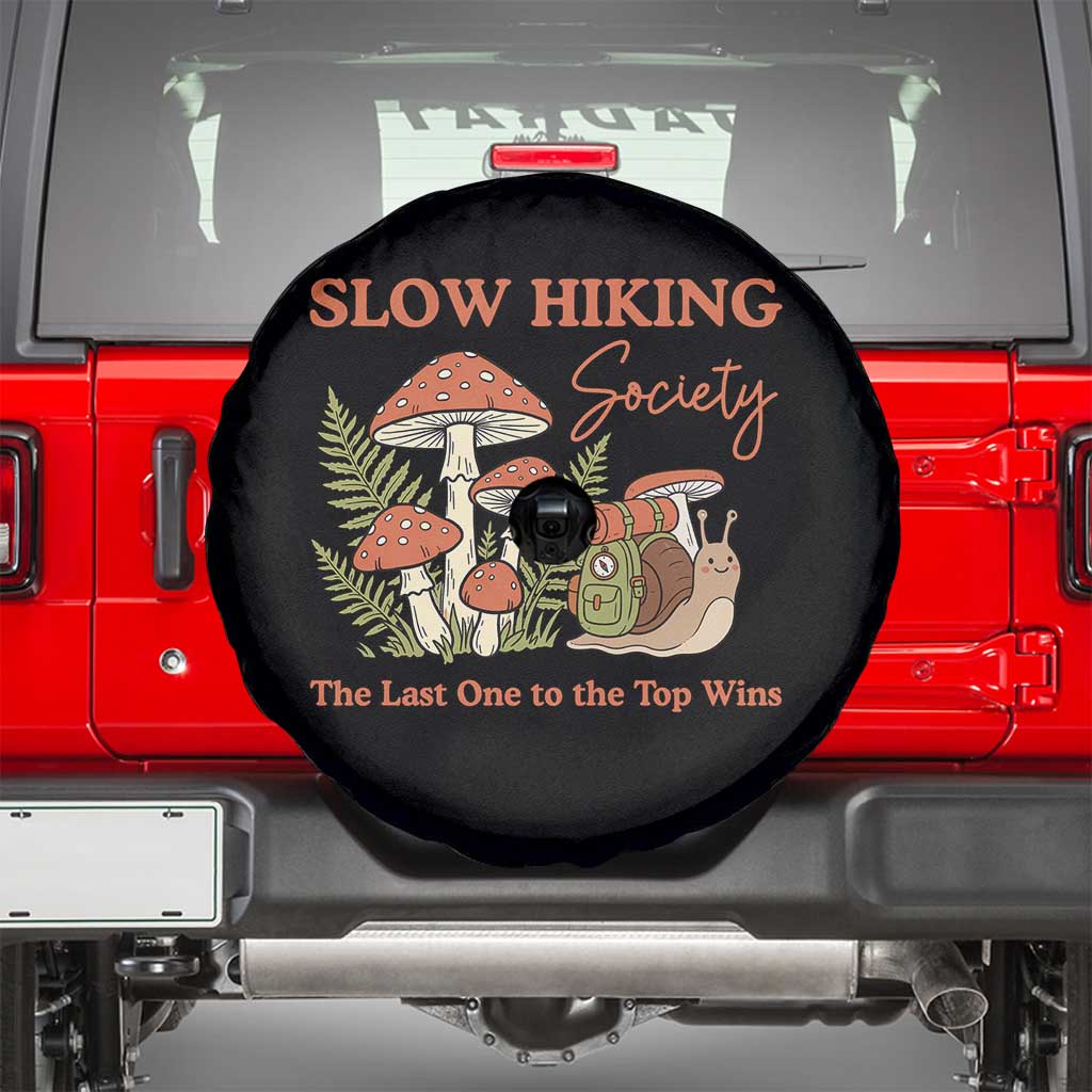 Slow Hiking Society The Last One to The Top Wins Spare Tire Cover Funny Snail Mountaineering TS11 Black Print Your Wear