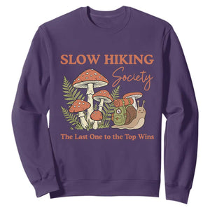 Slow Hiking Society The Last One to The Top Wins Sweatshirt Funny Snail Mountaineering TS11 Purple Print Your Wear