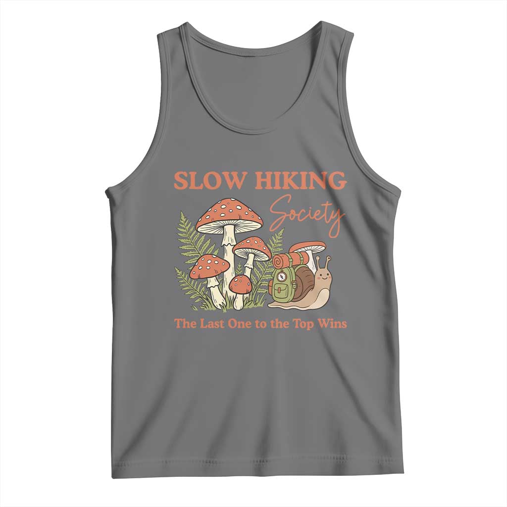 Slow Hiking Society The Last One to The Top Wins Tank Top Funny Snail Mountaineering TS11 Black Heather Print Your Wear