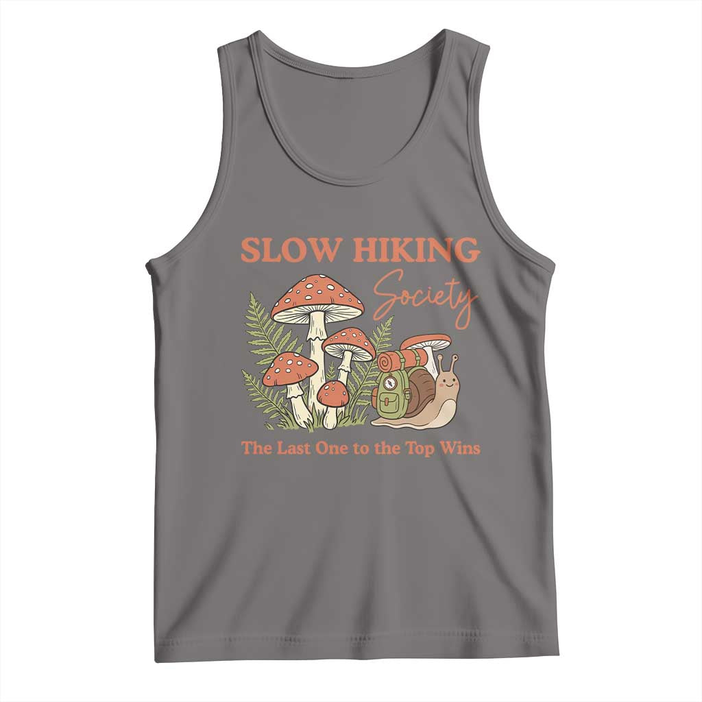 Slow Hiking Society The Last One to The Top Wins Tank Top Funny Snail Mountaineering TS11 Deep Heather Print Your Wear