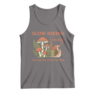 Slow Hiking Society The Last One to The Top Wins Tank Top Funny Snail Mountaineering TS11 Deep Heather Print Your Wear