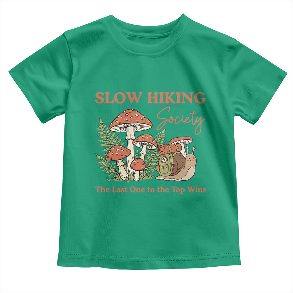 Slow Hiking Society The Last One to The Top Wins Toddler T Shirt Funny Snail Mountaineering TS11 Irish Green Print Your Wear