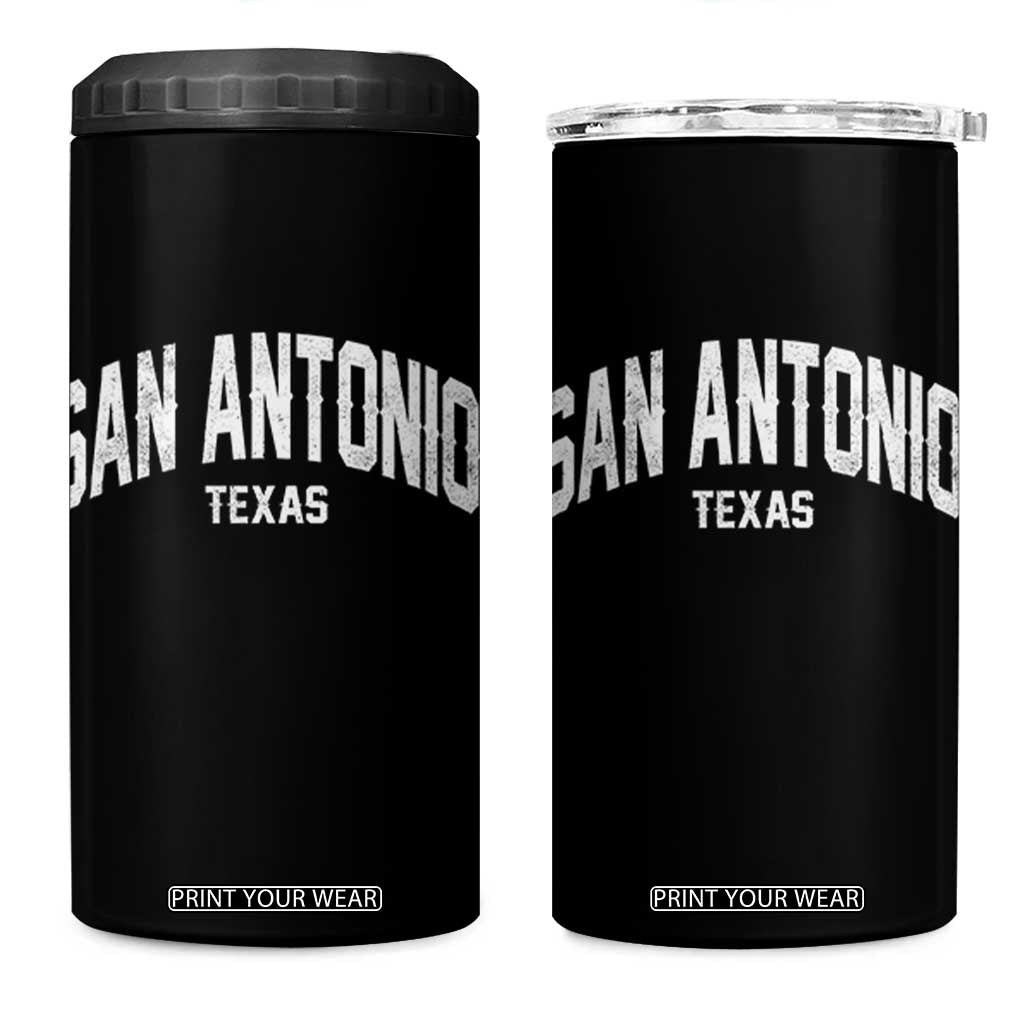 San Antonio Texas TX Vintage 4 in 1 Can Cooler Tumbler TS11 One Size: 16 oz Black Print Your Wear