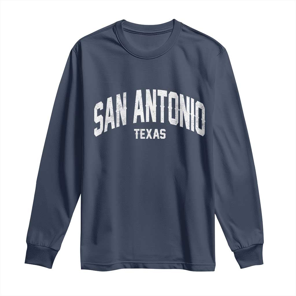 San Antonio Texas TX Vintage Long Sleeve Shirt TS11 Navy Print Your Wear