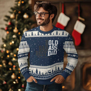 Bold Badass Best Dad Ugly Christmas Sweater Funny Old Ass Father Gag Gift TS11 Navy Beige Print Your Wear