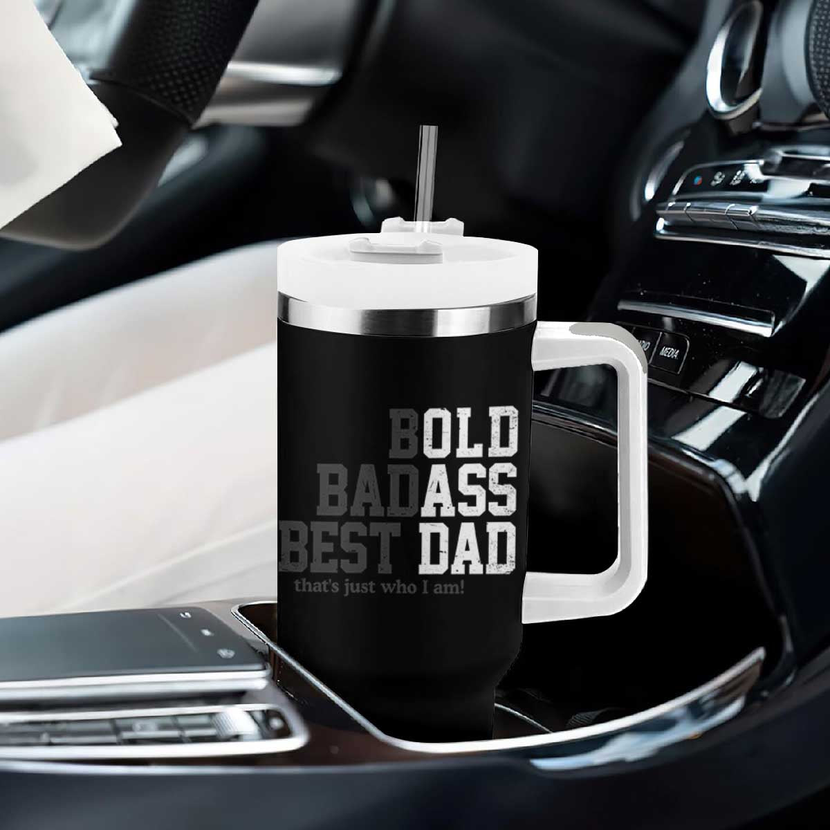 Bold Badass Best Dad Tumbler With Handle Funny Old Ass Father Gag Gift TS11 Print Your Wear