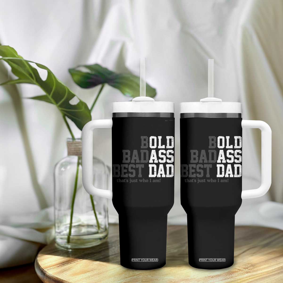 Bold Badass Best Dad Tumbler With Handle Funny Old Ass Father Gag Gift TS11 Print Your Wear