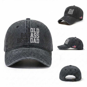 Bold Badass Best Dad Washed Cotton Baseball Cap Funny Old Ass Father Gag Gift TS11 Washed Cap Universal Fit Dark Gray Print Your Wear
