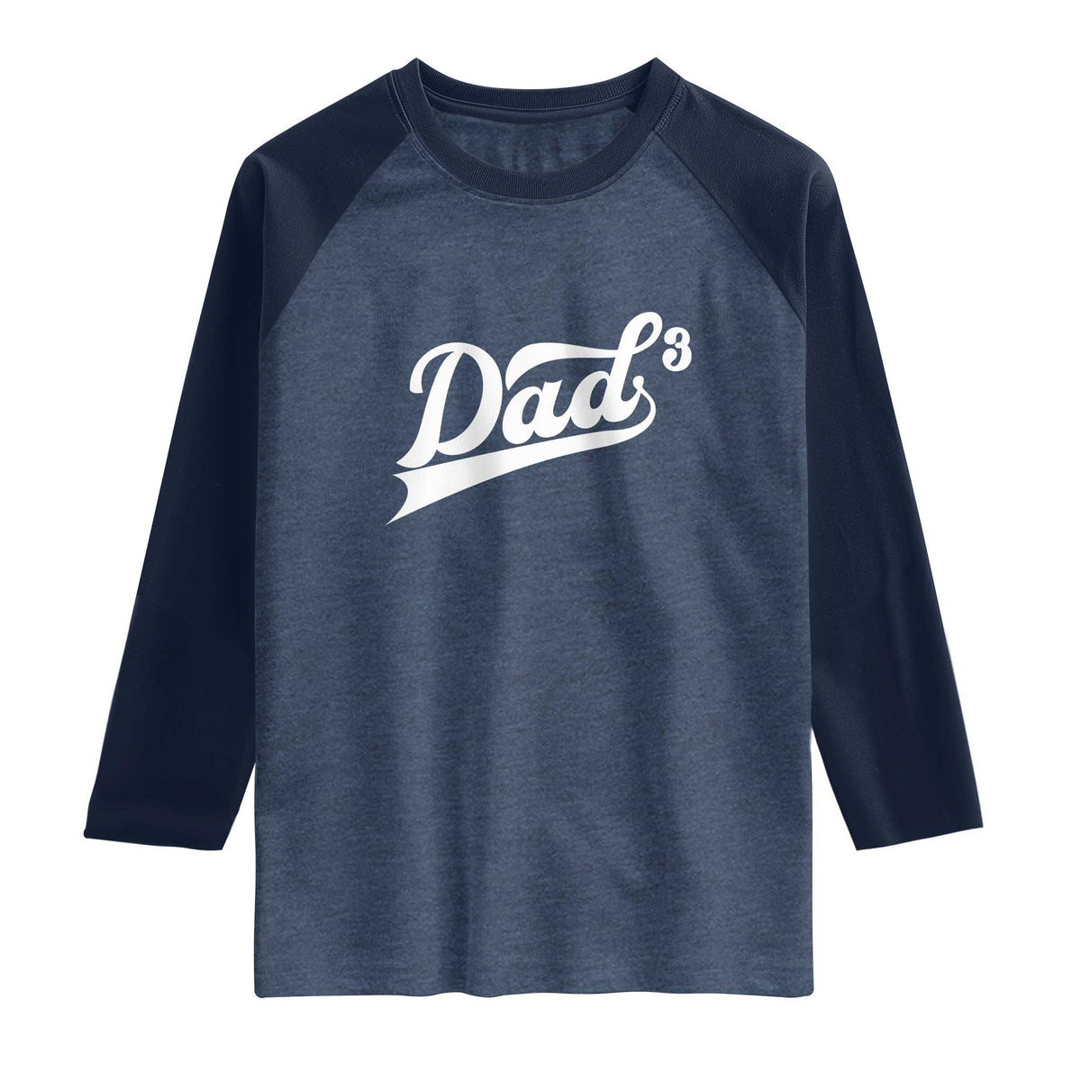 Dad Of Three Raglan Shirt Funny Daddy 3 Promoted for The Second Time TS11 Heather Denim Navy Print Your Wear