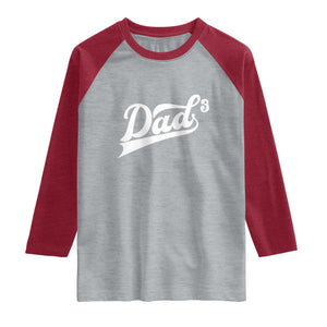 Dad Of Three Raglan Shirt Funny Daddy 3 Promoted for The Second Time TS11 Heather Gray Heather Red Print Your Wear