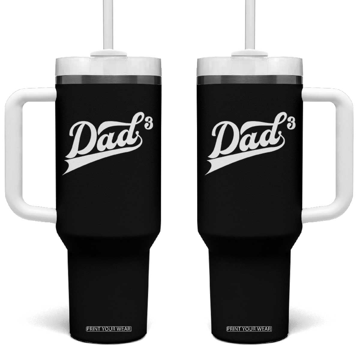 Dad Of Three Tumbler With Handle Funny Daddy 3 Promoted for The Second Time TS11 One Size: 40 oz Black Print Your Wear