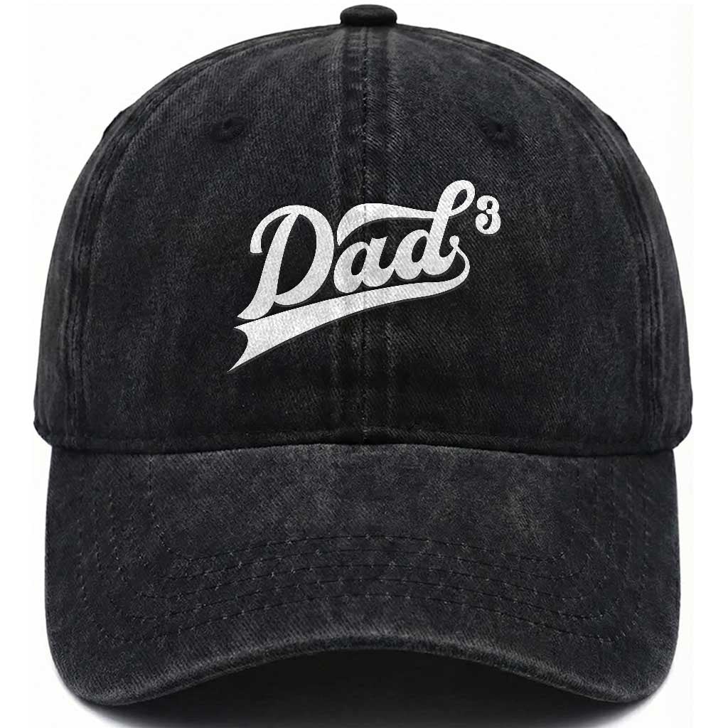 Dad Of Three Washed Cotton Baseball Cap Funny Daddy 3 Promoted for The Second Time TS11 Print Your Wear