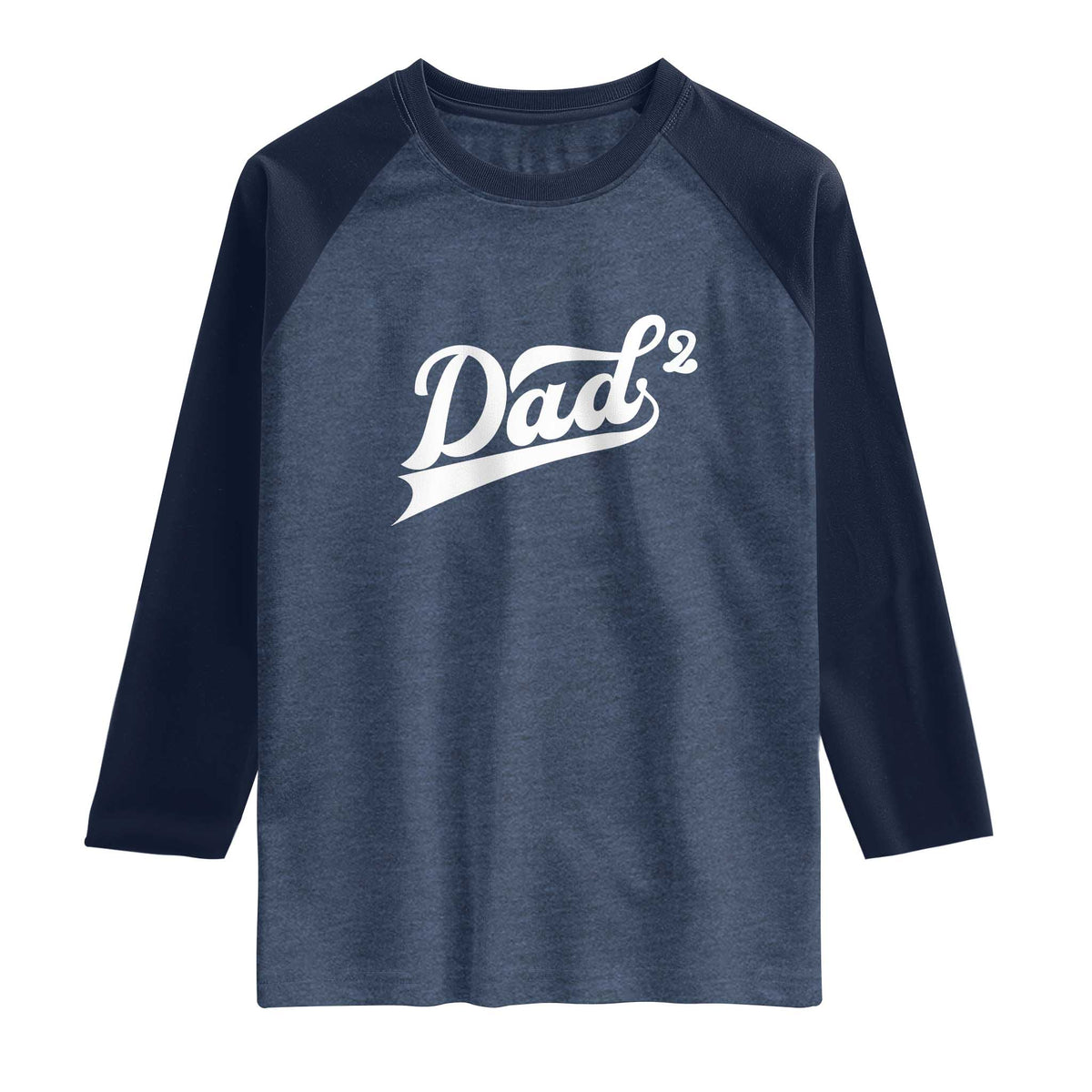 Dad Of Two Raglan Shirt Funny Daddy 2 Promoted for The Second Time TS11 Heather Denim Navy Print Your Wear