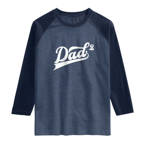 Dad Of Two Raglan Shirt Funny Daddy 2 Promoted for The Second Time TS11 Heather Denim Navy Print Your Wear