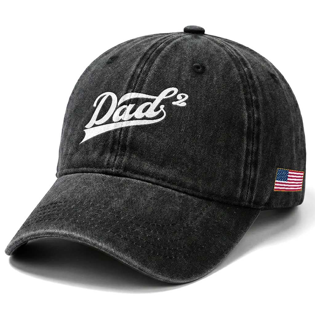 Dad Of Two Washed Cotton Baseball Cap Funny Daddy 2 Promoted for The Second Time TS11 Print Your Wear