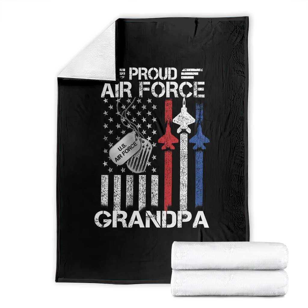 Proud Air Force Grandpa Throw Blanket Military Army Grandfather Vintage American Flag TS11 Black Print Your Wear