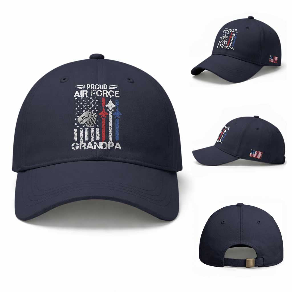 Proud Air Force Grandpa Baseball Cap Military Army Grandfather Vintage American Flag
