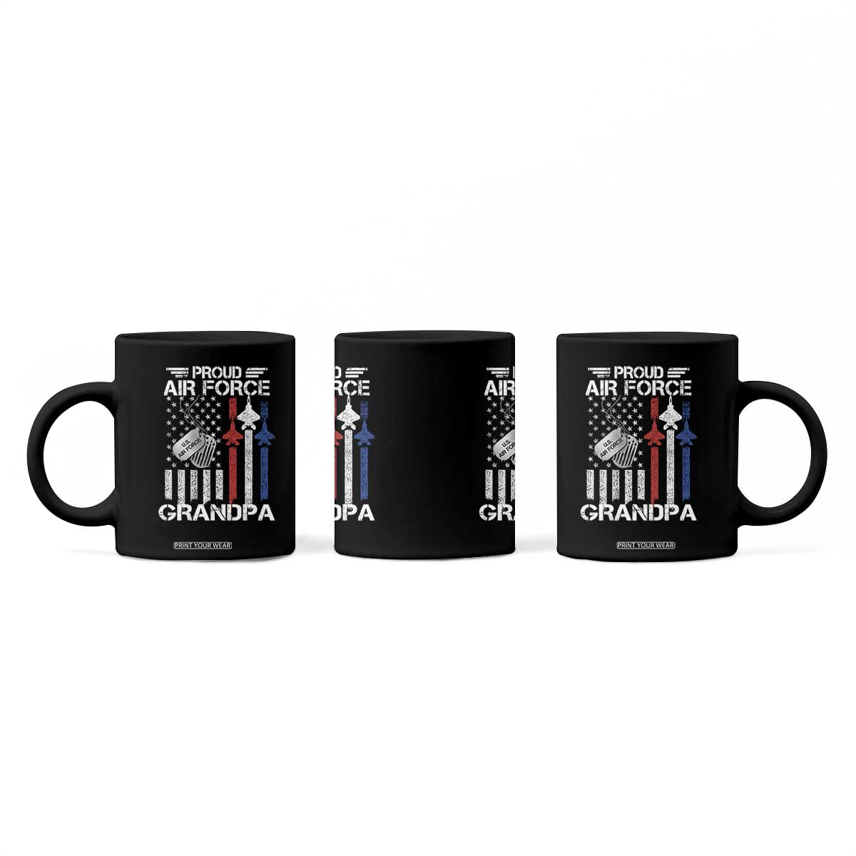 Proud Air Force Grandpa Coffee Mug Military Army Grandfather Vintage American Flag TS11 Print Your Wear