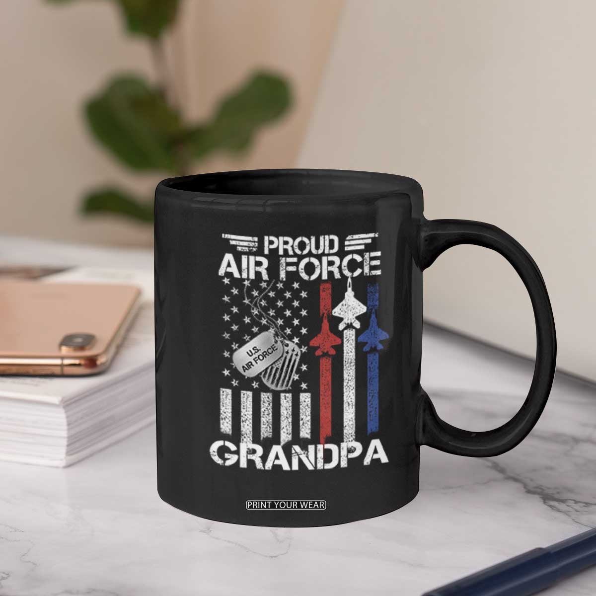 Proud Air Force Grandpa Coffee Mug Military Army Grandfather Vintage American Flag TS11 Print Your Wear