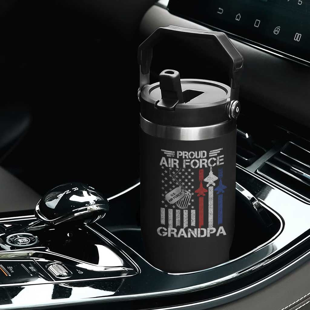 Proud Air Force Grandpa Flip Straw Tumbler Military Army Grandfather Vintage American Flag TS11 Print Your Wear