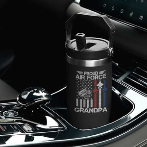 Proud Air Force Grandpa Flip Straw Tumbler Military Army Grandfather Vintage American Flag TS11 Print Your Wear