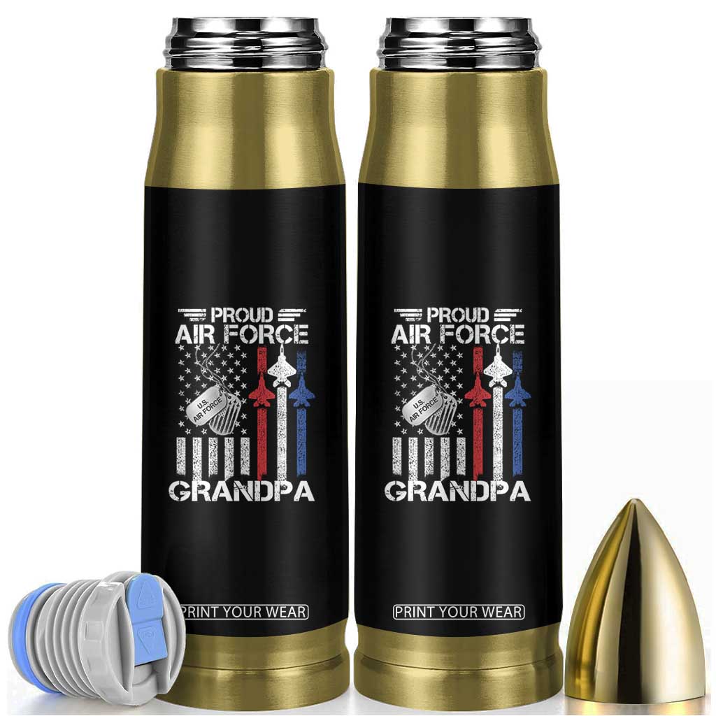 Proud Air Force Grandpa Bullet Tumbler Military Army Grandfather Vintage American Flag TS11 Black Print Your Wear