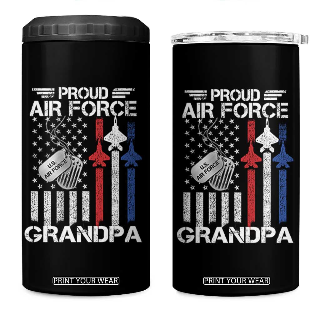 Proud Air Force Grandpa 4 in 1 Can Cooler Tumbler Military Army Grandfather Vintage American Flag TS11 One Size: 16 oz Black Print Your Wear