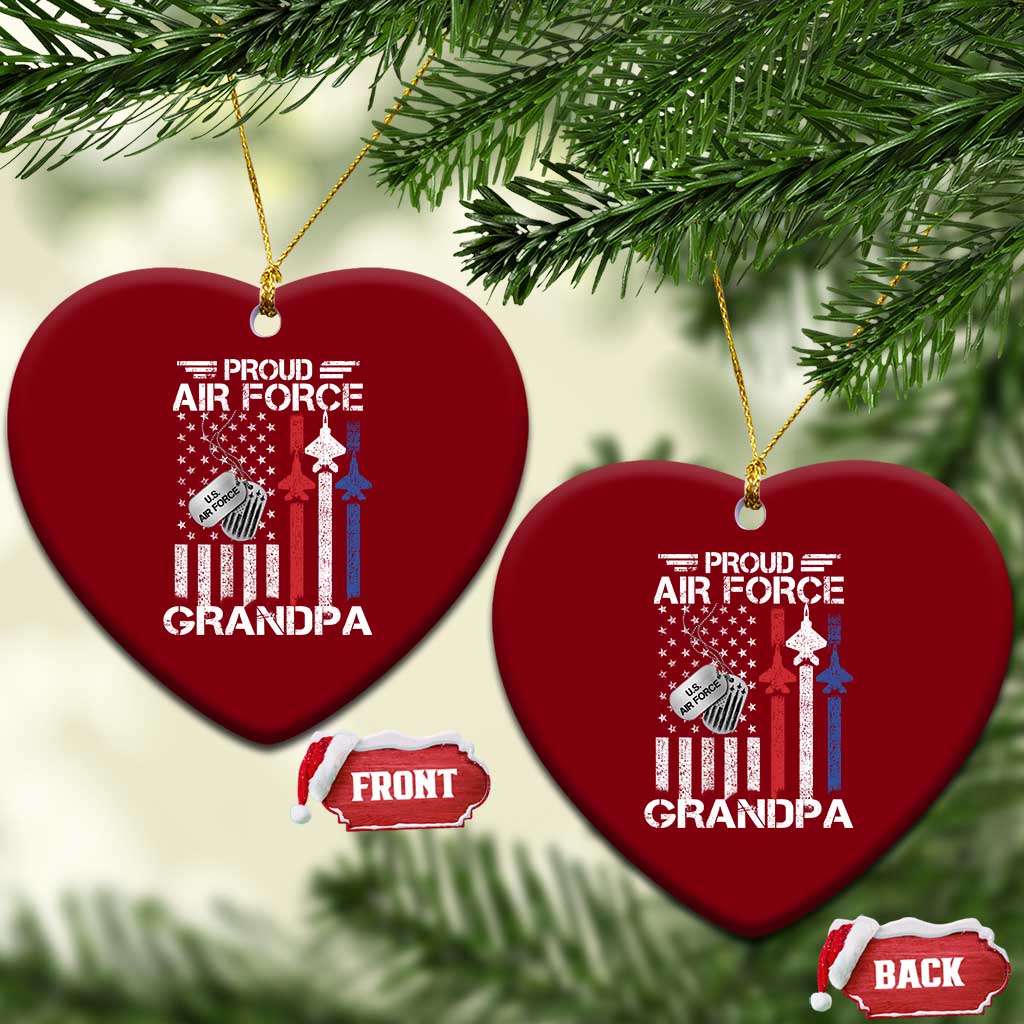 Proud Air Force Grandpa Ceramic Ornament Military Army Grandfather Vintage American Flag