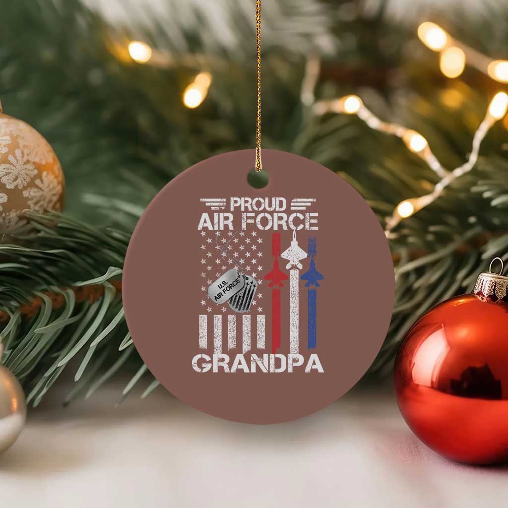 Proud Air Force Grandpa Ceramic Ornament Military Army Grandfather Vintage American Flag