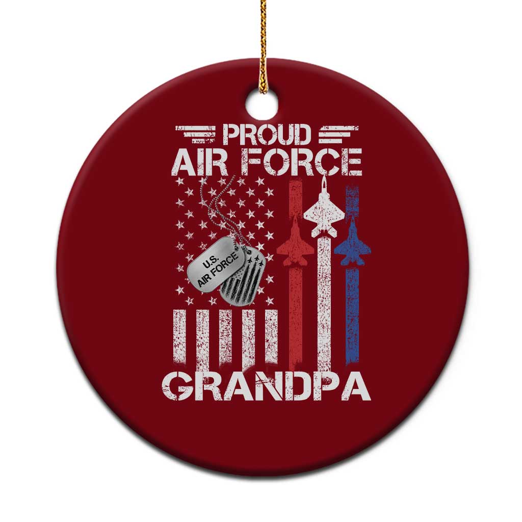 Proud Air Force Grandpa Ceramic Ornament Military Army Grandfather Vintage American Flag