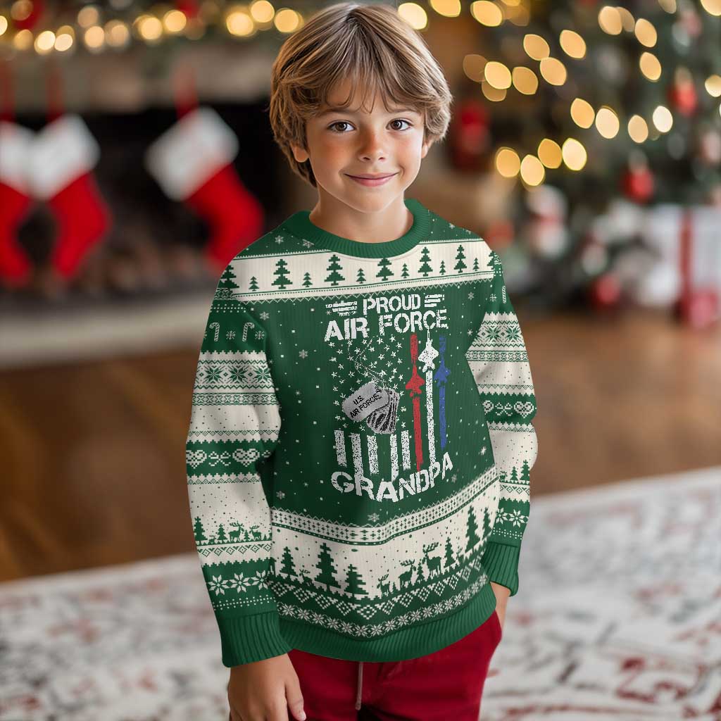 Proud Air Force Grandpa Ugly Christmas Sweater Military Army Grandfather Vintage American Flag
