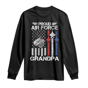Proud Air Force Grandpa Long Sleeve Shirt Military Army Grandfather Vintage American Flag