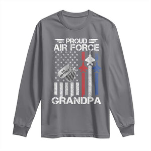 Proud Air Force Grandpa Long Sleeve Shirt Military Army Grandfather Vintage American Flag