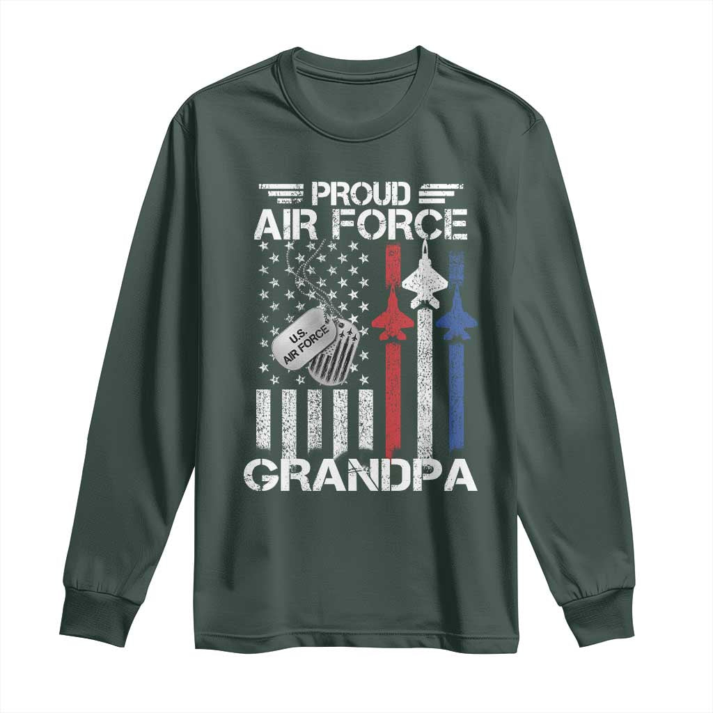 Proud Air Force Grandpa Long Sleeve Shirt Military Army Grandfather Vintage American Flag