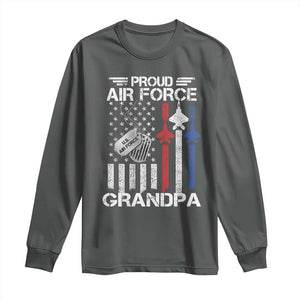 Proud Air Force Grandpa Long Sleeve Shirt Military Army Grandfather Vintage American Flag