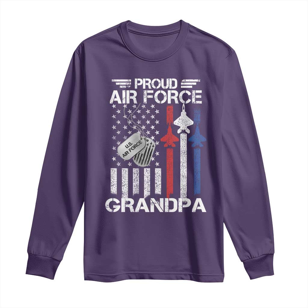 Proud Air Force Grandpa Long Sleeve Shirt Military Army Grandfather Vintage American Flag
