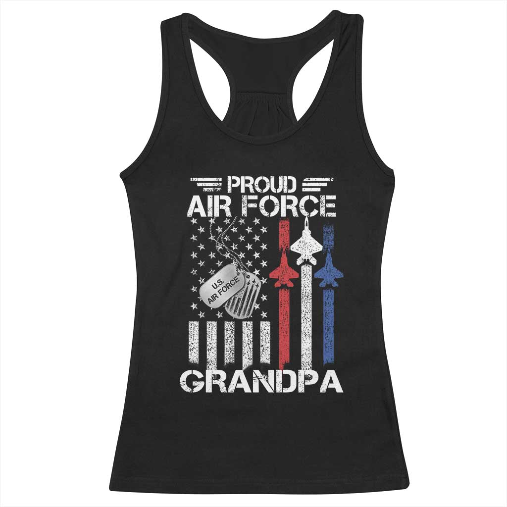 Proud Air Force Grandpa Racerback Tank Top Military Army Grandfather Vintage American Flag TS11 Black Print Your Wear