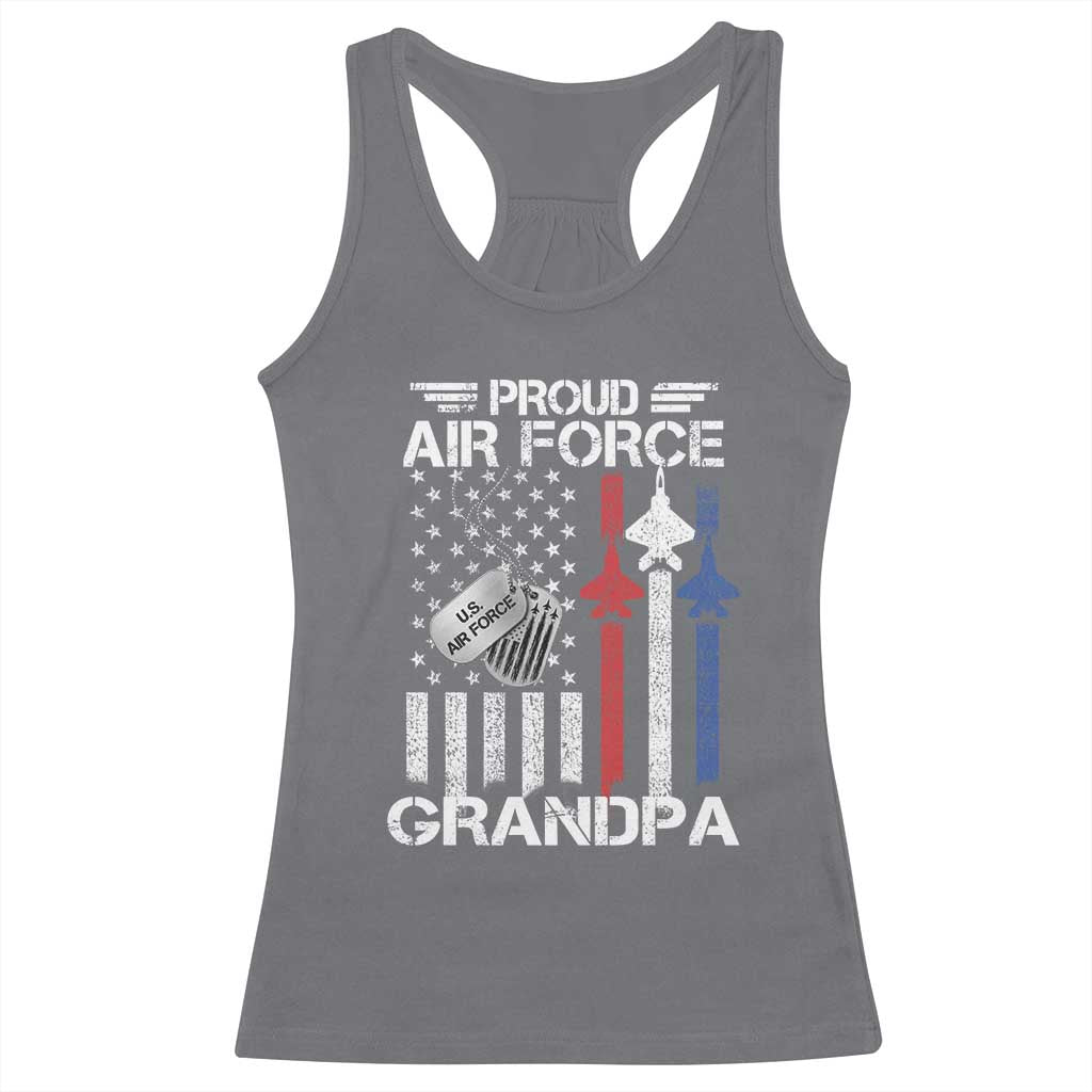 Proud Air Force Grandpa Racerback Tank Top Military Army Grandfather Vintage American Flag