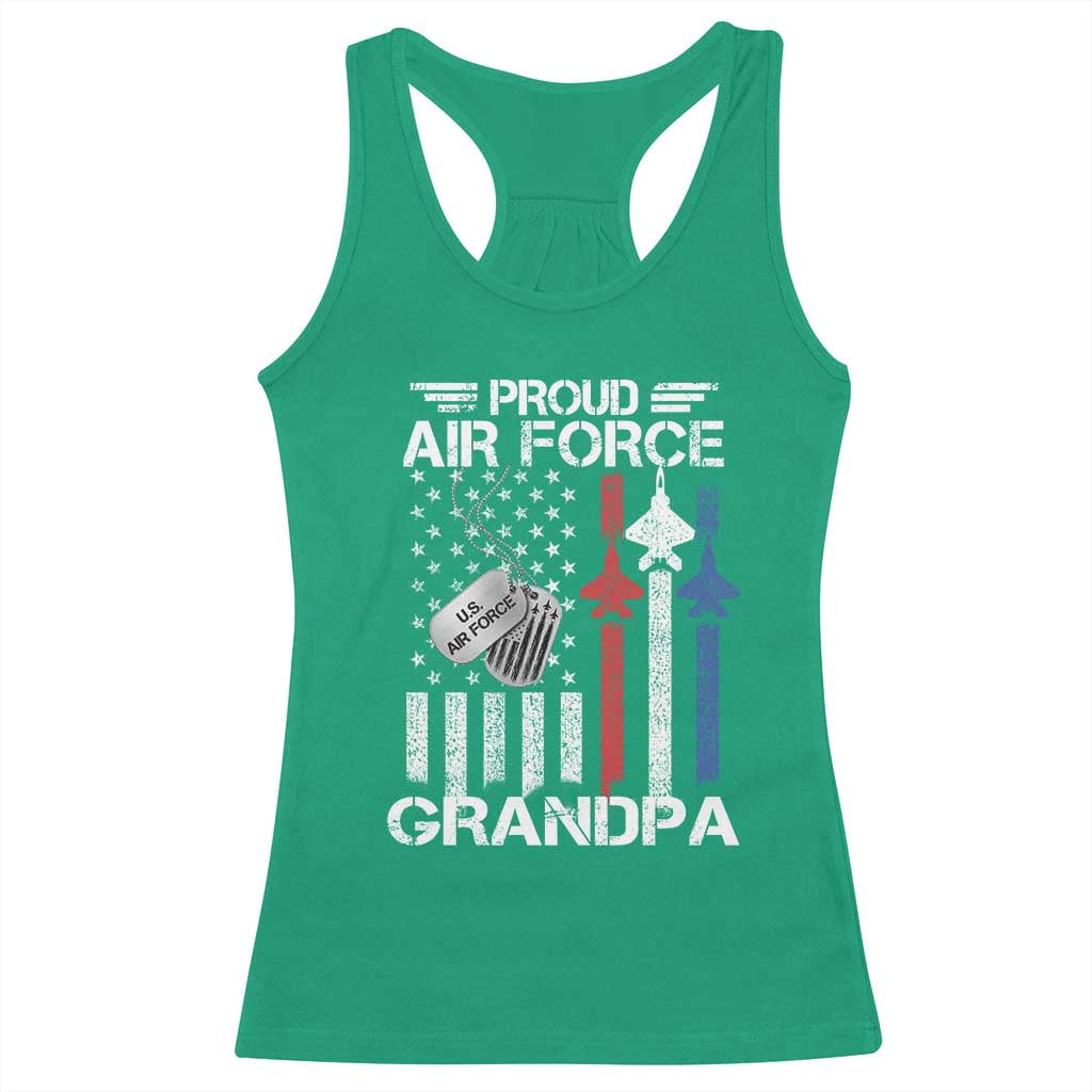 Proud Air Force Grandpa Racerback Tank Top Military Army Grandfather Vintage American Flag