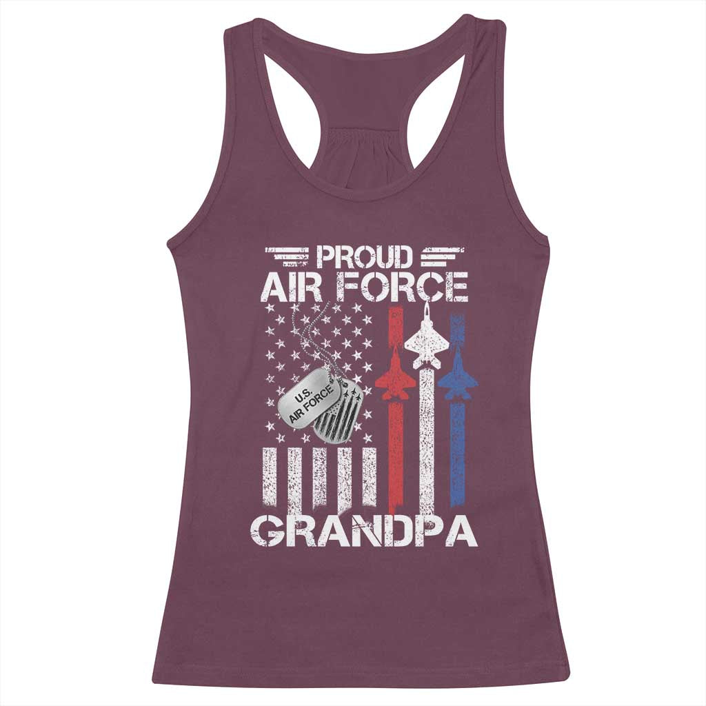 Proud Air Force Grandpa Racerback Tank Top Military Army Grandfather Vintage American Flag