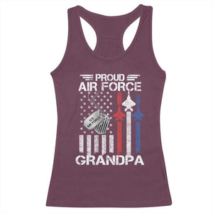 Proud Air Force Grandpa Racerback Tank Top Military Army Grandfather Vintage American Flag