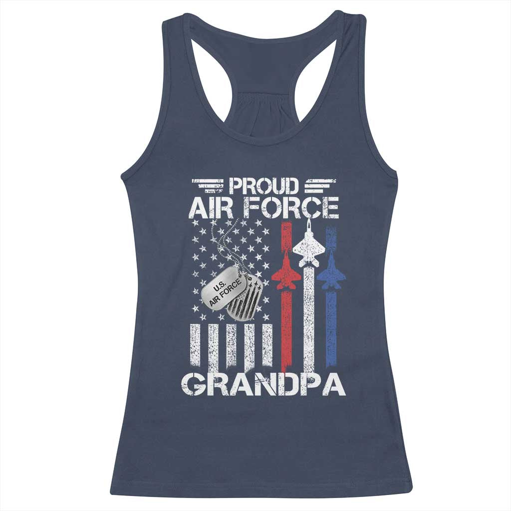 Proud Air Force Grandpa Racerback Tank Top Military Army Grandfather Vintage American Flag