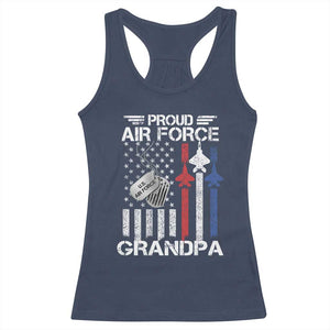 Proud Air Force Grandpa Racerback Tank Top Military Army Grandfather Vintage American Flag