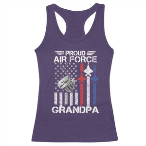Proud Air Force Grandpa Racerback Tank Top Military Army Grandfather Vintage American Flag